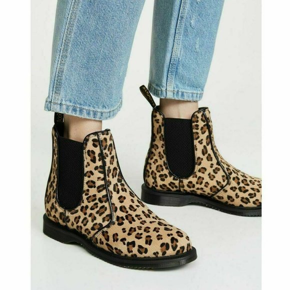 Martens Womens Ankle Boots Flora Leopard Black